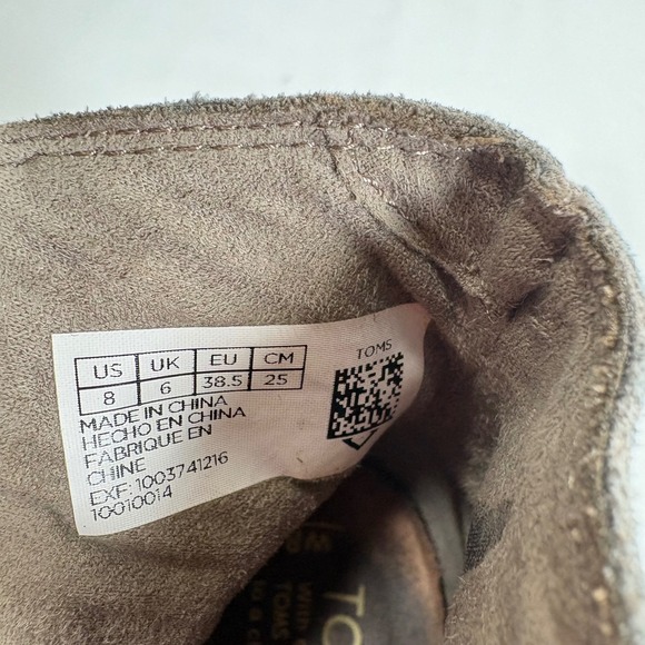 Toms Women's Taupe Suede Perforated Peep Toe Ankle Booties Block Heel Size 8 - Picture 8 of 11